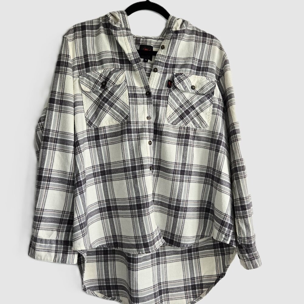 Body 10der Hooded Flannel Shirt - High-Low Hem, 2X